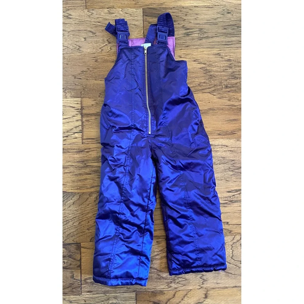 Vintage OshKosh B'gosh Girls Purple Floral Snowsuit Set Jacket and Bibs Size 5/6